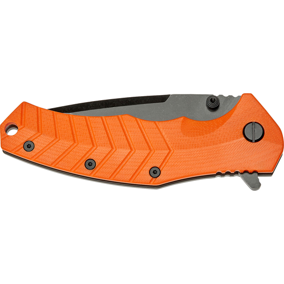 Нож SKIF Griffin II BSW Orange, сталь - 9Cr18MoV, рукоятка - G10, общая длина - 218 мм, длина клинка - 94 мм, Выберите цвет: Orange, Выберите покрытие: чорний стоунвош, фото , изображение 8