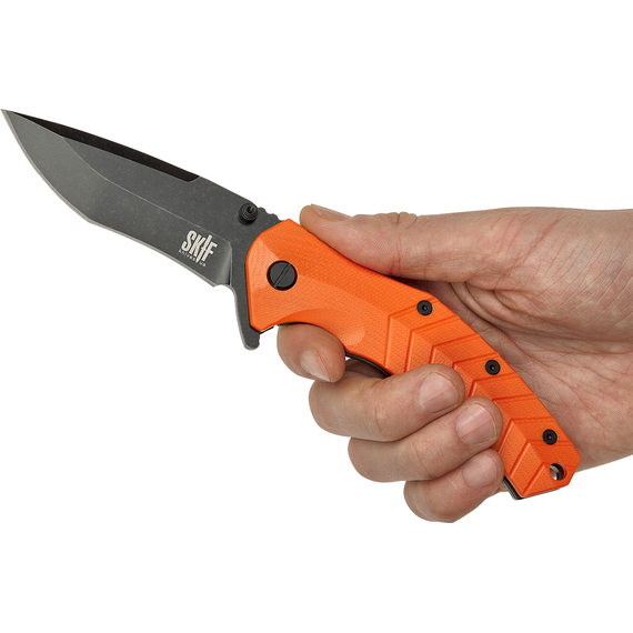 Нож SKIF Griffin II BSW Orange, сталь - 9Cr18MoV, рукоятка - G10, общая длина - 218 мм, длина клинка - 94 мм, Выберите цвет: Orange, Выберите покрытие: чорний стоунвош, фото , изображение 7