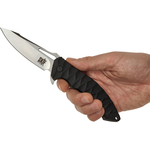 Нож SKIF Shark II SW Black, сталь - 9Cr18MoV, рукоятка - G10, общая длина - 217 мм, длина клинка - 94 мм, Выберите цвет: Black, Выберите покрытие: стоунвош, фото , изображение 5