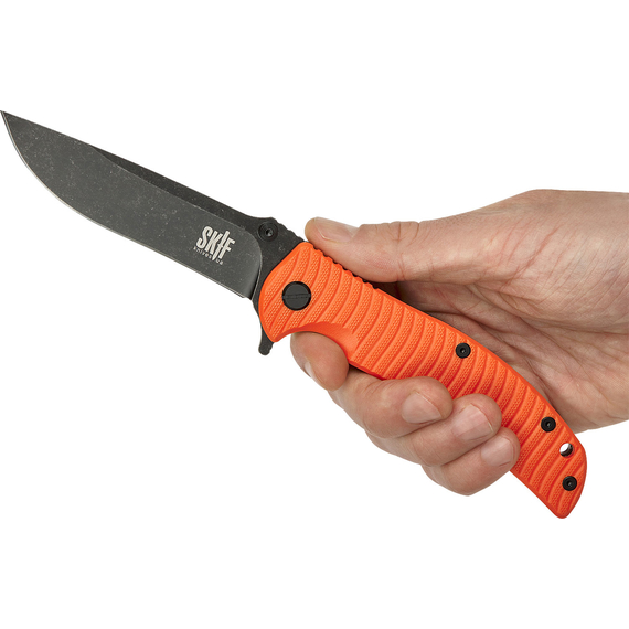 Нож SKIF Urbanite II BSW Orange, сталь - 9Cr18MoV, рукоять - G-10, длинна клинка - 100 мм, длинна общая - 230 мм, Выберите цвет: Orange, Выберите покрытие: чорний стоунвош, фото , изображение 5