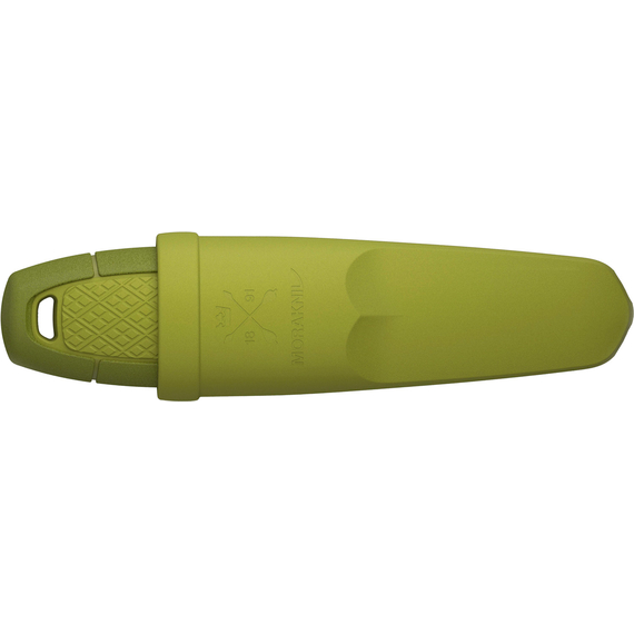 Нож Morakniv Eldris Neck Knife. Цвет - зеленый, сталь - Sandvik 12C27, рукоятка - пластик+резина, пластиковые ножны, огниво, темляк, длина клинка - 56 мм., фото , изображение 6