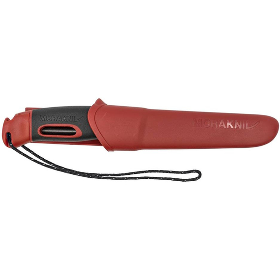 Нож Morakniv Companion Spark ц: красный, сталь - Sandvik 12C27, рукоятка - резина\пластик, обычная режущая кромка, пластиковые ножны, длина клинка - 104 мм, длина общая - 238 мм, фото , изображение 3