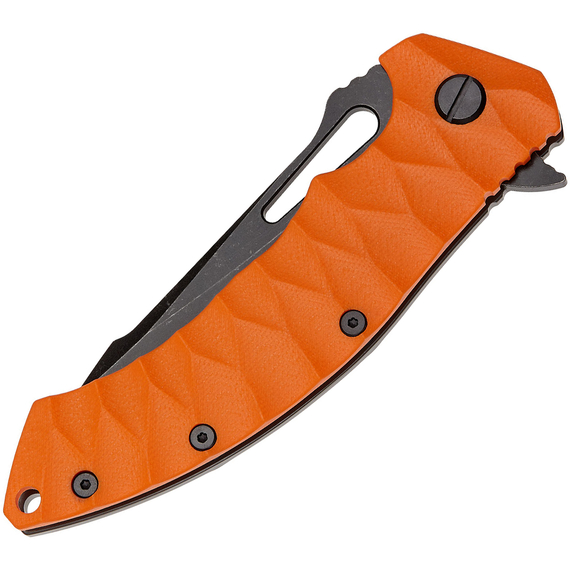 Нож SKIF Shark II BSW Orange, сталь - 9Cr18MoV, рукоятка - G10, общая длина - 217 мм, длина клинка - 94 мм, Выберите цвет: Orange, Выберите покрытие: чорний стоунвош, фото , изображение 3