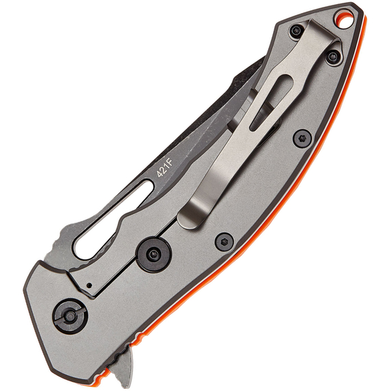 Нож SKIF Shark II BSW Orange, сталь - 9Cr18MoV, рукоятка - G10, общая длина - 217 мм, длина клинка - 94 мм, Выберите цвет: Orange, Выберите покрытие: чорний стоунвош, фото , изображение 4