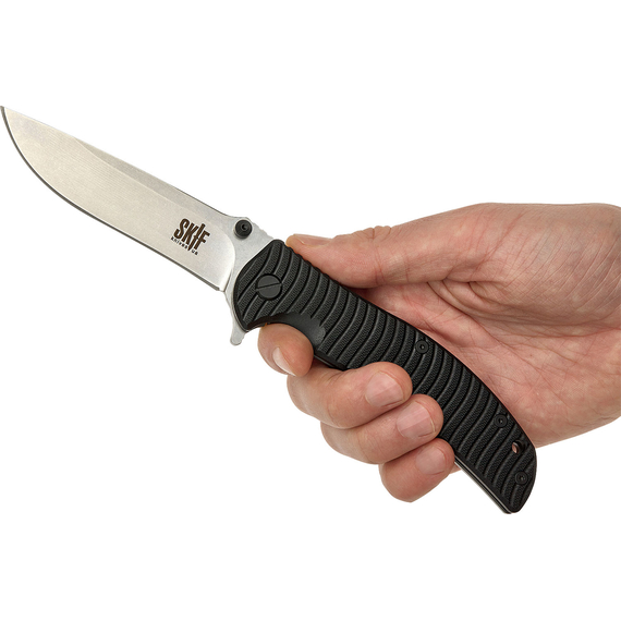 Ніж SKIF Urbanite II SW Black, сталь - 9Cr18MoV, руків’я - G-10, довжина клинка - 100 мм, довжина загальна - 230 мм, Колір: Black, Оберіть покриття: стоунвош, фото , изображение 5