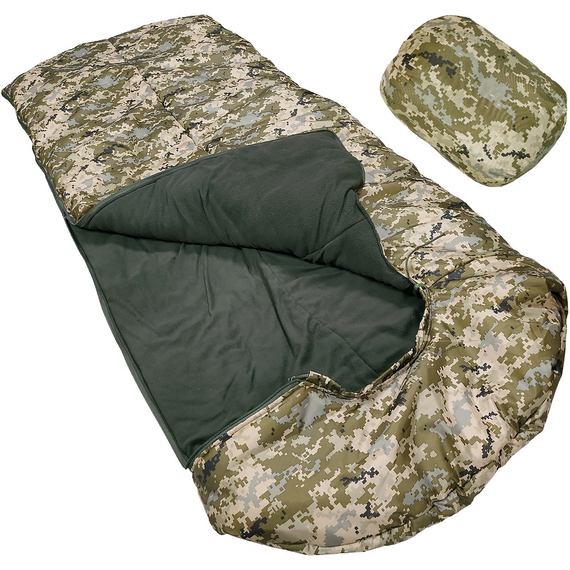 Військовий зимовий спальний мішок-ковдра. СУПЕР ТЕПЛИЙ (піксель), Колір: піксель, фото 