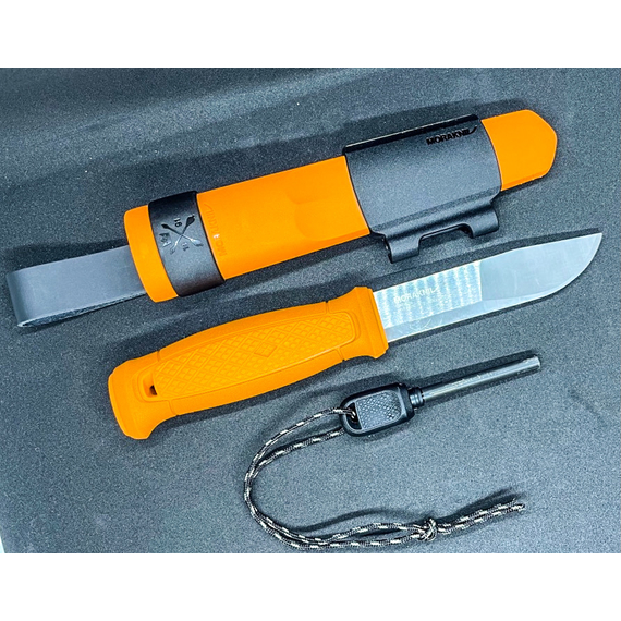 Ніж Morakniv Kansbol Survival Kit. Orange, сталь - Sandvik 12C27, руків’я - пластик, довжина загальна - 226 мм, довжина клинка - 109 мм, звичайна різальна кромка, фото 