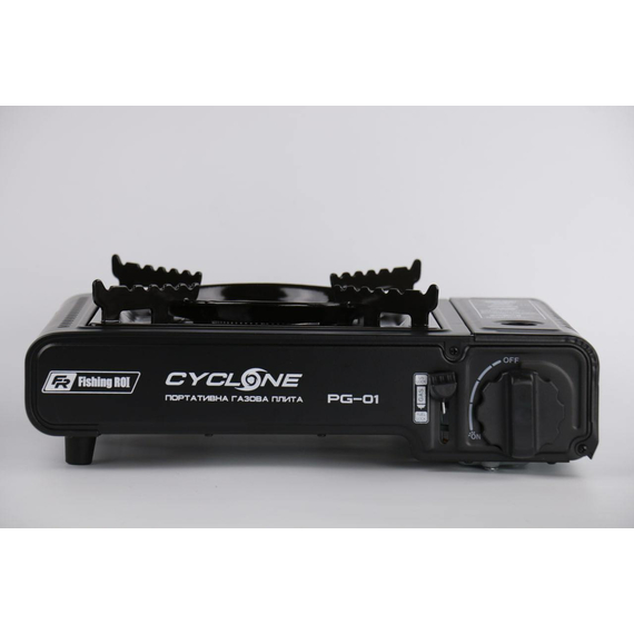 Газова плита портативна Cyclone 2.4кВт: з п'єзопідпалом, перехідниклом, та кейсом. Чорна, фото , изображение 8