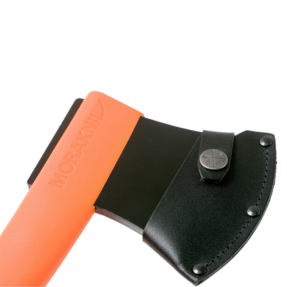 Сокира Morakniv Outdoor Axe Orange, сталь - Boron steel, пластиковая рукоятка, цвет - оранжевый, кожаный чехол., фото , изображение 4