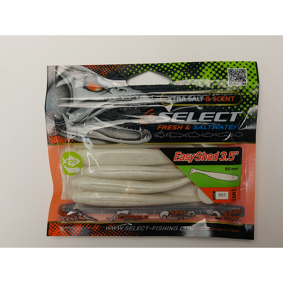 Силікон Select Easy Shad 3.5" #557 — їстівний віброхвіст для судака, щуки та великого окуня (5 шт/упак), Довжина силікону: 3.5" (8.89 см), Колір силікону: 557, фото , изображение 25