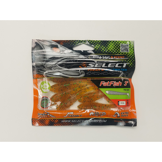 Силикон Select Fatfish 3" col.006 (6 шт/упак), Длина силикона: 3" (7.62 см), Расцветка силикона: 006, фото , изображение 11