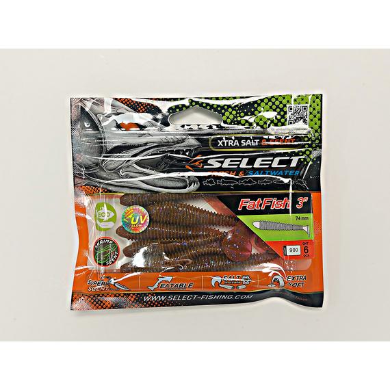 Силікон Select Fatfish 3" col.900 (6 шт/упак), Довжина силікону: 3" (7.62 см), Колір силікону: 900, фото , изображение 7