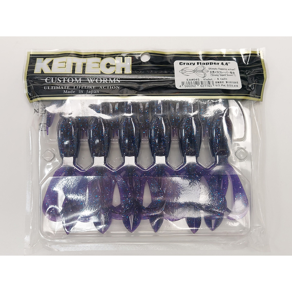 Силикон Keitech Crazy Flapper 4.4" (6 шт/упак) ц:ea#04 violet, Длина силикона: 4.4" (11.2 см), Расцветка силикона: EA#04 Violet, фото , изображение 5
