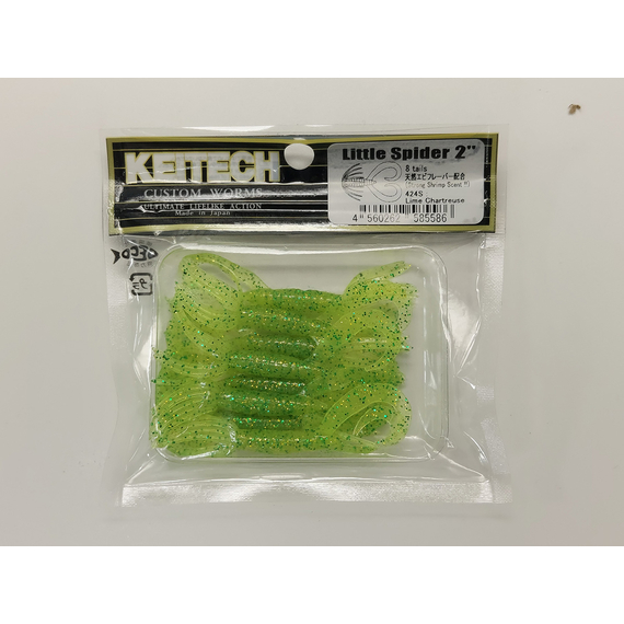 Силікон Keitech Little Spider 2" (8 шт/упак), колір:424 lime chartreuse, Довжина силікону: 2" (5.1 см), Колір силікону: 424 Lime Chartreuse, фото , изображение 11