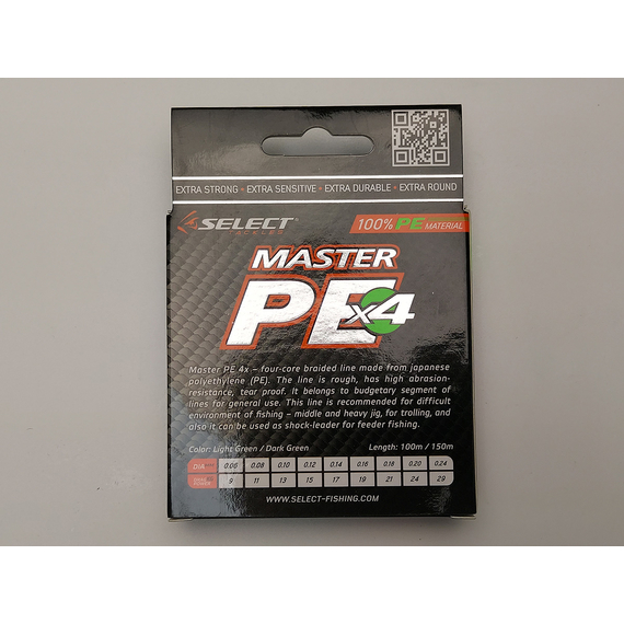 Шнур Select Master PE 150m 0.06мм 9кг темн.-зел., Діаметр: 0.06mm, Розмотування: 150m, Колір: темно-зеленый, фото , изображение 3