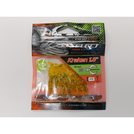 Силікон Select Kraken 1.8" col.006 (7 шт/упак), Довжина силікону: 1.8" (4.57 см), Колір силікону: 006, фото , изображение 10