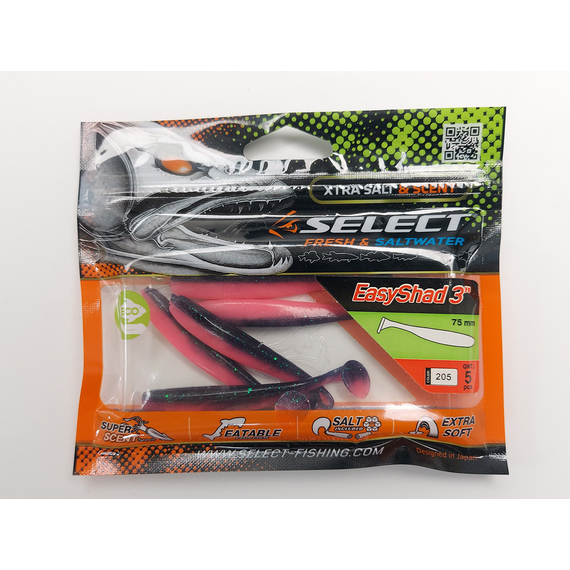 Силікон Select Easy Shad 3" col.205 (5 шт/упак), Довжина силікону: 3" (7.62 см), Колір силікону: 205, фото , изображение 8