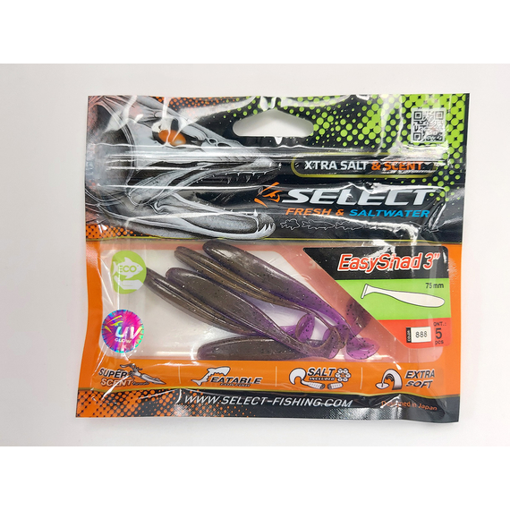 Силікон Select Easy Shad 3" col.888 (5 шт/упак), Довжина силікону: 3" (7.62 см), Колір силікону: 888, фото , изображение 26