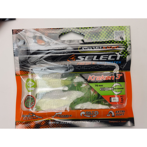 Силікон Select Kraken 3" col.203 (5 шт/упак), Довжина силікону: 3" (7.62 см), Колір силікону: 203, фото , изображение 5