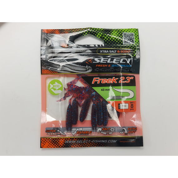 Силикон Select Freek 2.3" col.110 (8 шт/упак), Длина силикона: 2.3" (4.3 см), Расцветка силикона: 110, фото , изображение 9