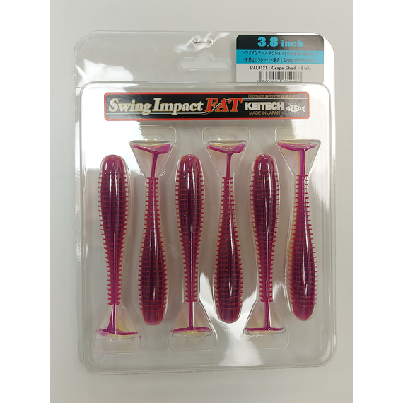 Силікон Keitech Swing Impact FAT 3.8" (6 шт/упак), колір:pal#12 grape shad, Довжина силікону: 3.8" (9.7 см), Колір силікону: PAL#12 Grape Shad, фото , изображение 5