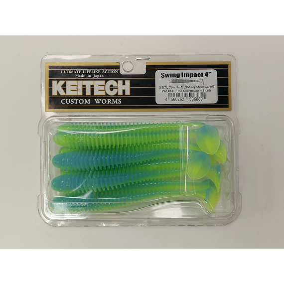 Силикон Keitech Swing Impact 4" (8 шт/упак) ц:pal#03 ice chartreuse, Длина силикона: 4" (10.2 см), Расцветка силикона: PAL#03 Ice Chartreuse, фото , изображение 8