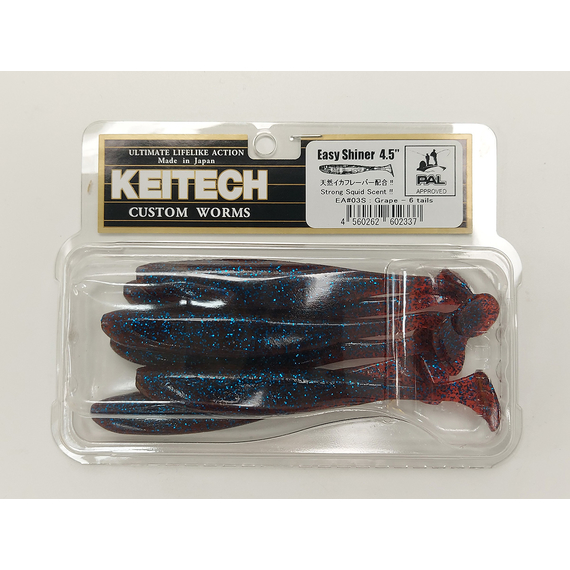 Силикон Keitech Easy Shiner 4.5" (6 шт/упак) ц:ea#03 grape, Длина силикона: 4.5" (11.4 см), Расцветка силикона: EA#03 Grape, фото , изображение 7
