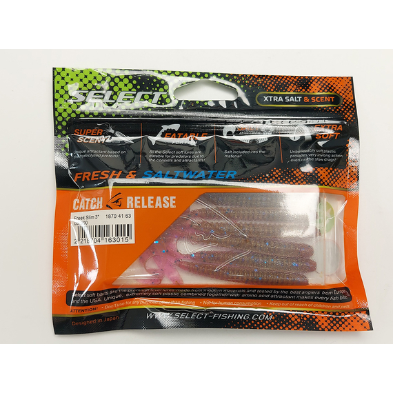 Силікон Select Freek Slim 3" col.900 (7 шт/пак), Довжина силікону: 3" (7.62 см), Колір силікону: 900, фото , изображение 9