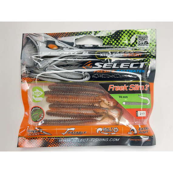 Силикон Select Freek Slim 3" col.217 (7 шт/пак), Длина силикона: 3" (7.62 см), Расцветка силикона: 217, фото , изображение 4