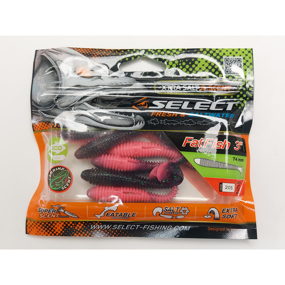 Силікон Select Fatfish 3" col.205 (6 шт/упак), Довжина силікону: 3" (7.62 см), Колір силікону: 205, фото , изображение 12