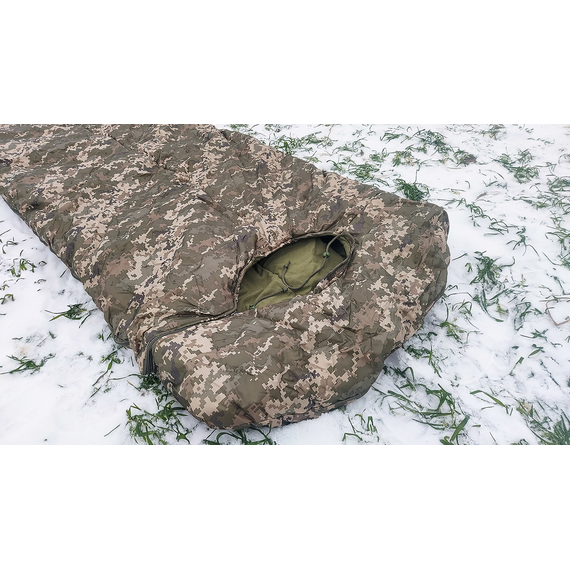 Армейский зимний спальный мешок-одеяло до -20 градусов на флисе (Пиксель), Выберите цвет: піксель, фото , изображение 6