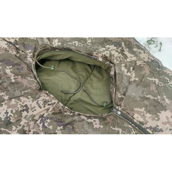 Армейский зимний спальный мешок-одеяло до -20 градусов на флисе (Пиксель), Выберите цвет: піксель, фото , изображение 7