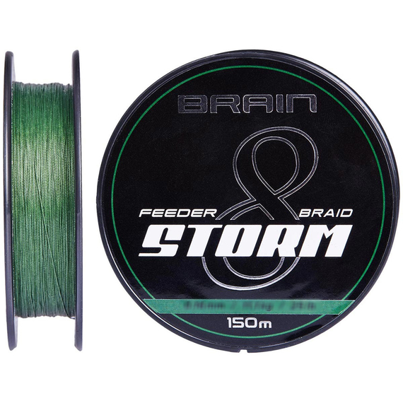 Шнур Brain Storm 8X (green) 150m 0.06mm 8lb/3.8kg, Діаметр: 0.06mm, Колір: Зелений, фото 