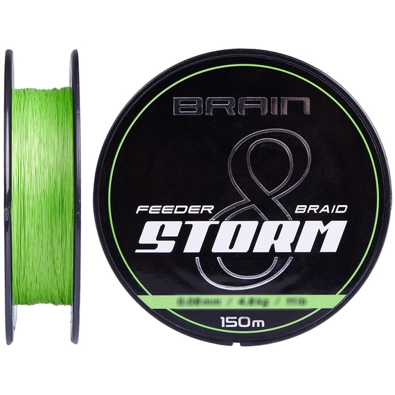 Шнур Brain Storm 8X (lime) 150m 0.06mm 8lb/3.8kg, Діаметр: 0.06mm, Колір: Салатовий, фото 