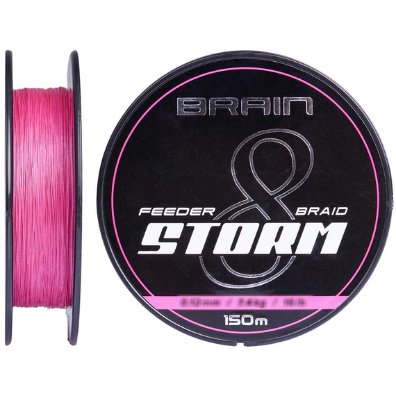 Шнур Brain Storm 8X (pink) 150m 0.16mm 25lb/11.1kg, Діаметр: 0.16mm, Колір: Рожевий, фото 