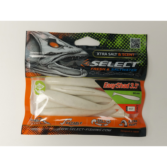 Силікон Select Easy Shad 3.5" #557 — їстівний віброхвіст для судака, щуки та великого окуня (5 шт/упак), Довжина силікону: 3.5" (8.89 см), Колір силікону: 557, фото , изображение 7