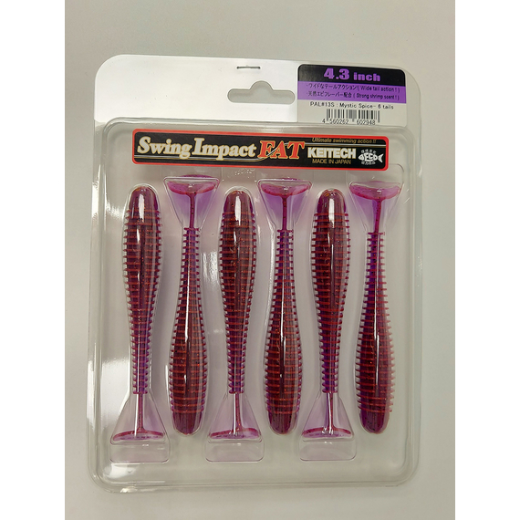 Силікон Keitech Swing Impact FAT 4.3" (6 шт/упак), колір:pal#13 mistic spice, Довжина силікону: 4.3" (10.9 см), Колір силікону: PAL#13 Mistic Spice, фото , изображение 7