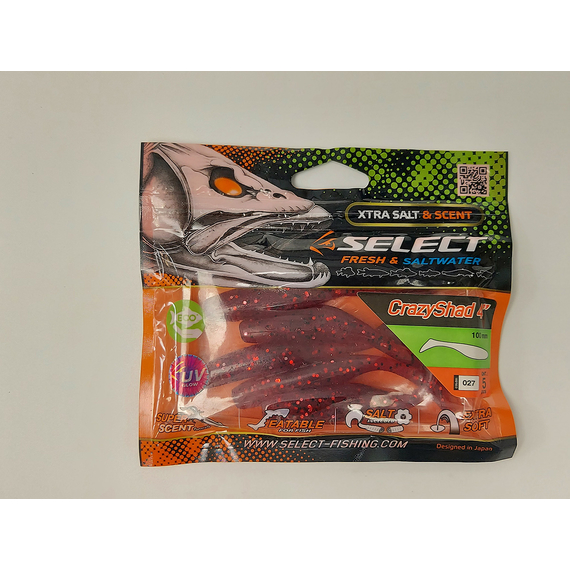 Силікон Select Crazy Shad 4" col.027 (5 шт/упак), Довжина силікону: 4.0" (10.16 см), Колір силікону: 027, фото , изображение 2