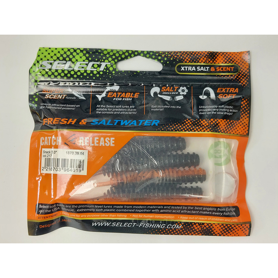 Силикон Select Snack 3.0" col.217 (5 шт/пак), Длина силикона: 3" (7.8 см), Расцветка силикона: 217, фото , изображение 5