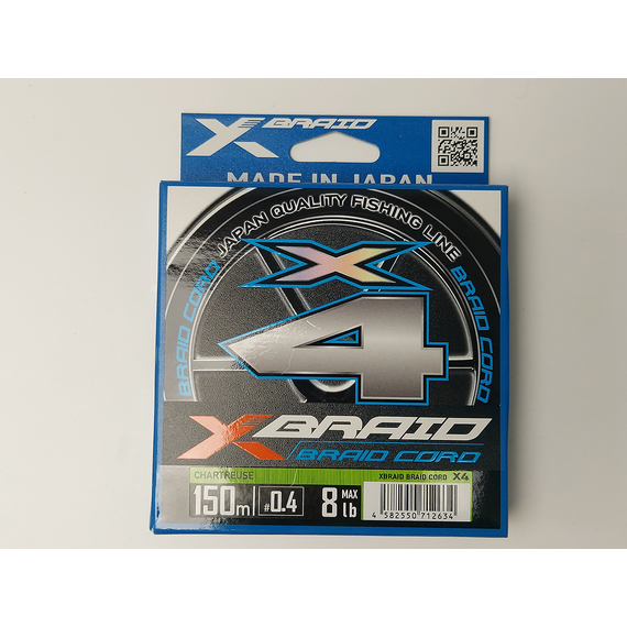 Шнур YGK X-Braid Braid Cord X4 150m #0.4/0.104mm 8lb/3.6kg, Діаметр: #0.4/0.104mm, фото , изображение 2