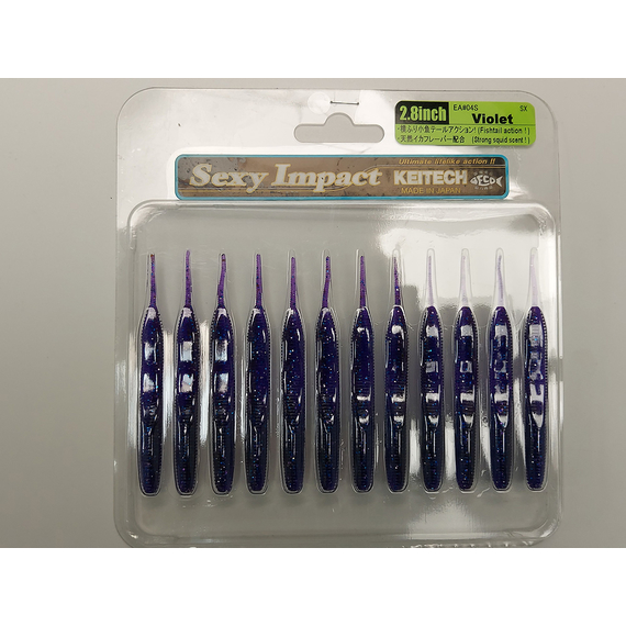 Силікон Keitech Sexy Impact 2.8" 12, колір:ea#04 violet, Довжина силікону: 2.8" (7.1 см), Колір силікону: EA#04 Violet, фото , изображение 3