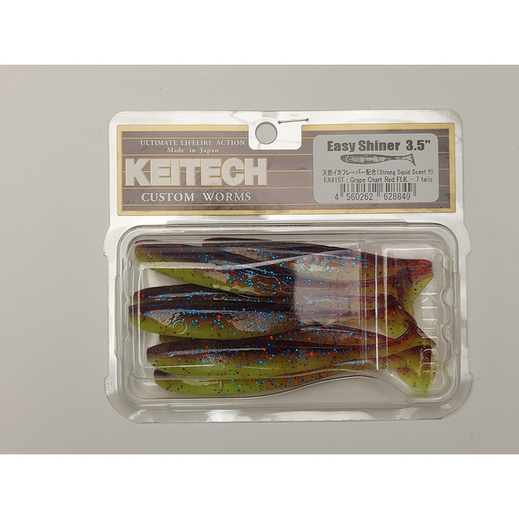 Силікон Keitech Easy Shiner 3.5" (7 шт/уп), колір:ea#15 grape chart red flk, Довжина силікону: 3.5" (8.9 см), Колір силікону: ea#15 grape chart red flk, фото , изображение 19