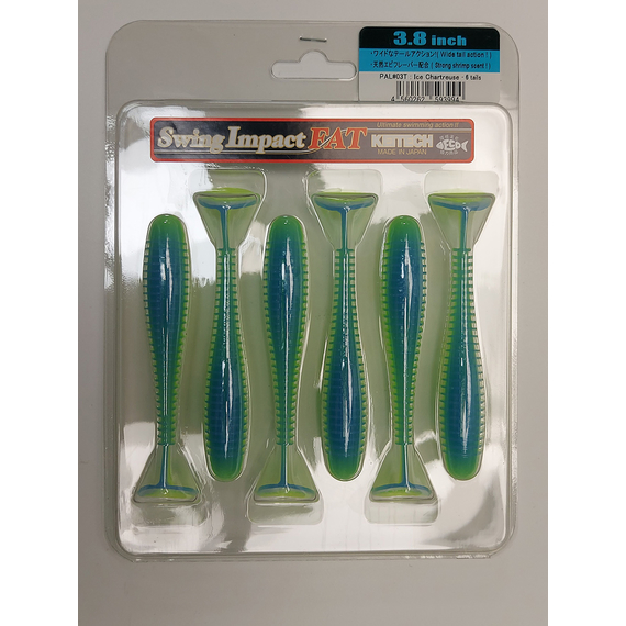 Силікон Keitech Swing Impact FAT 3.8" (6 шт/упак), колір:pal#03 ice chartreuse, Довжина силікону: 3.8" (9.7 см), Колір силікону: PAL#03 Ice Chartreuse, фото , изображение 3