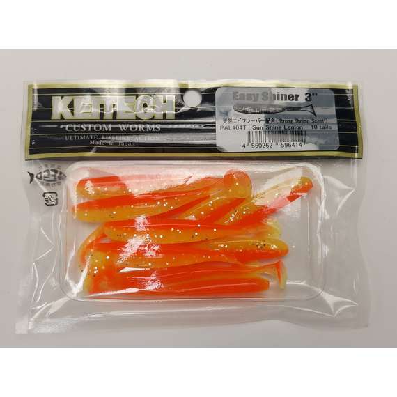 Силікон Keitech Easy Shiner 3" (10 шт/упак), колір:pal#04 sun shine lemon, Довжина силікону: 3" (7.6 см), Колір силікону: PAL#04 Sun Shine Lemon, фото , изображение 3