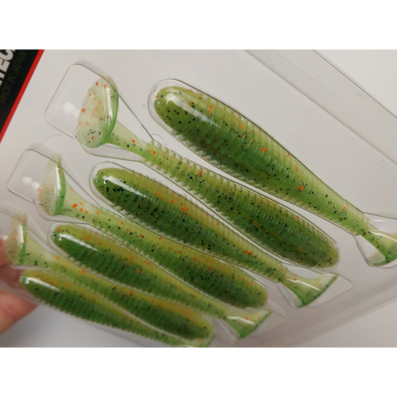 Силікон Keitech Swing Impact FAT 3.8" (6 шт/упак), колір:ea#05 hot fire tiger, Довжина силікону: 3.8" (9.7 см), Колір силікону: EA#05 Hot Fire Tiger, фото , изображение 6