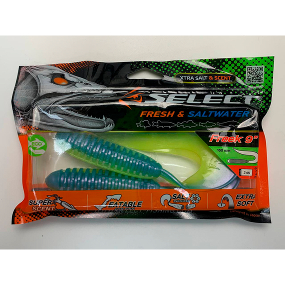 Силікон Select Freek 9" col.245 (2 шт/пак), Длина силикона: 9" (16 см), Расцветка силикона: 245, фото , изображение 2