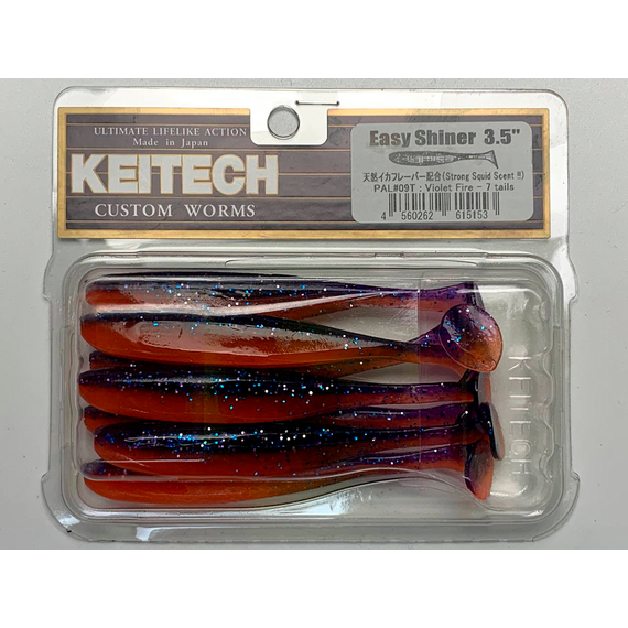 Силикон Keitech Easy Shiner 3.5" ц:pal#09 violet fire, Длина силикона: 3.5" (8.9 см), Расцветка силикона: PAL#09 Violet Fire, фото , изображение 6