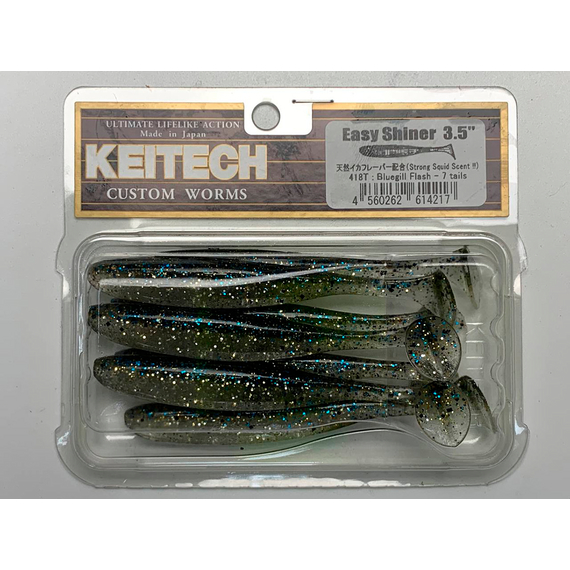 Силикон Keitech Easy Shiner 3.5" ц:418 bluegill flash, Длина силикона: 3.5" (8.9 см), Расцветка силикона: 418 Bluegill Flash, фото , изображение 7