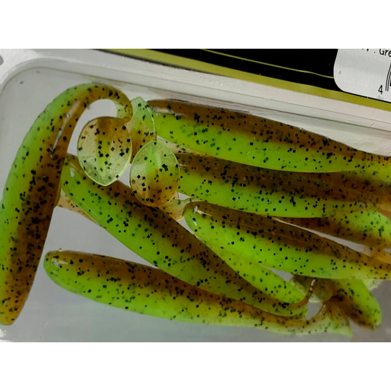 Силикон Keitech Easy Shiner 3" (10 шт/упак) ц:401 greenpumpkinpp.chart, Длина силикона: 3" (7.6 см), Расцветка силикона: 401 Green Pumpkin/Chartreuse, фото , изображение 9