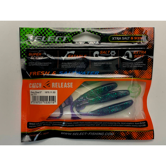 Силікон Select Easy Shad 3" col.777 (5 шт/упак), Довжина силікону: 3" (7.62 см), Колір силікону: 777, фото , изображение 14